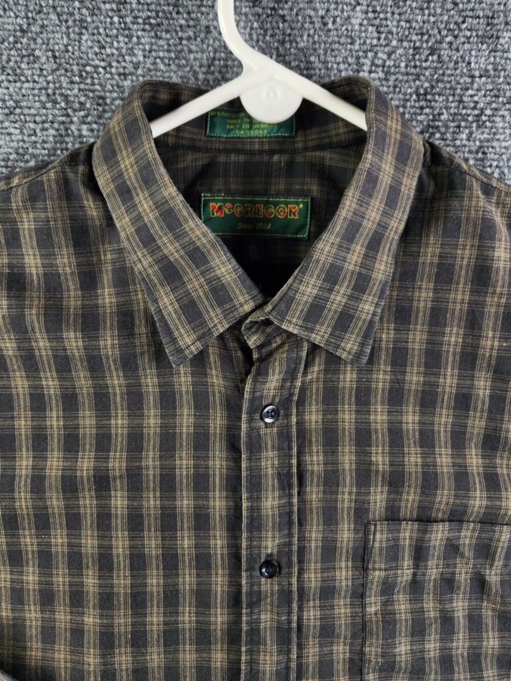 Mcgregor Adult Men XL Brown Plaid Long Sleeve Button Up Shirt Made In Ukraine